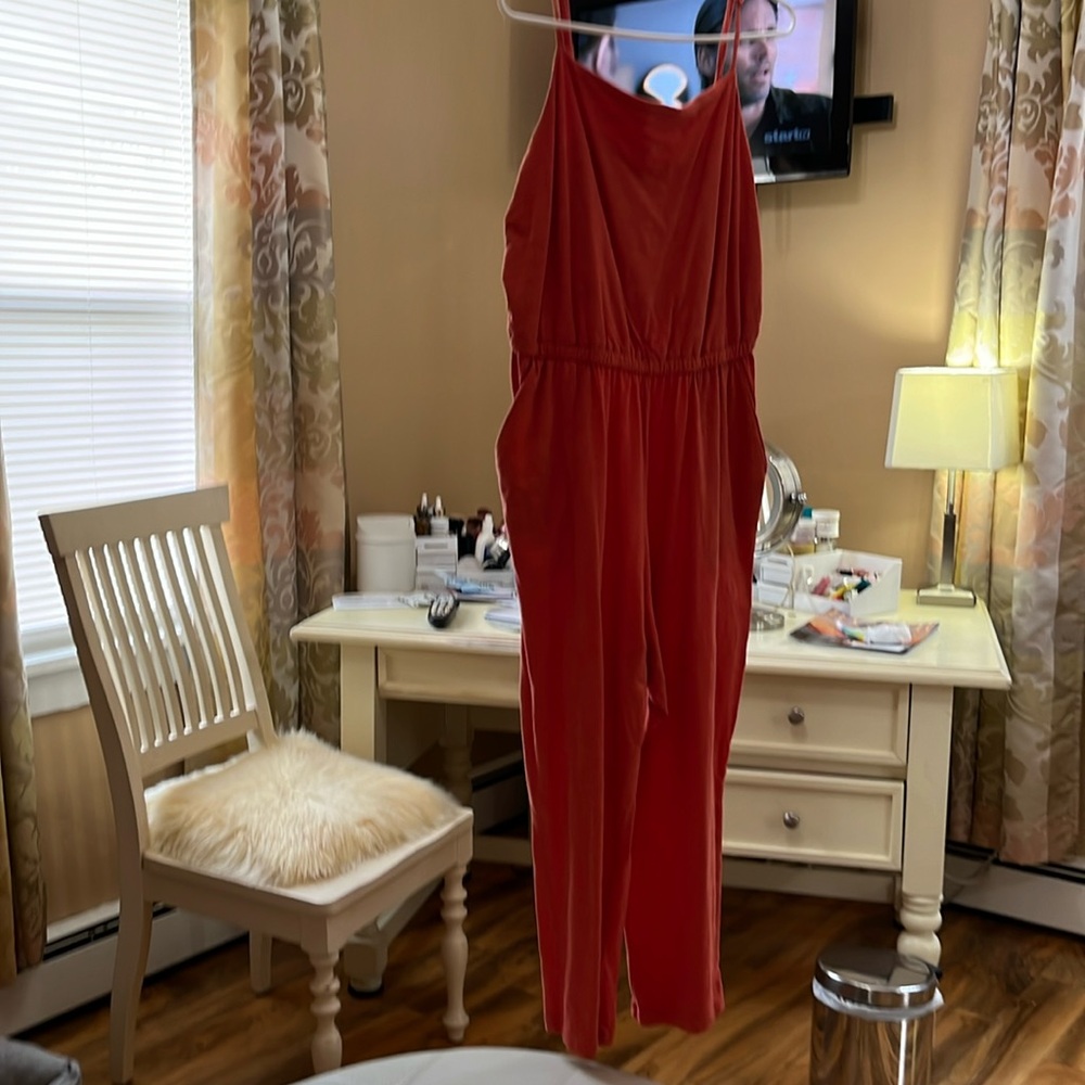 OLD NAVY sz LP jumpsuit burnt orange cami straps